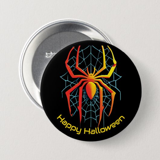 Happy Halloween Spider Web Ronde Button 7,6 Cm (Voorkant /achterkant)