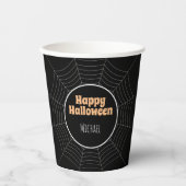 Happy Halloween Spider web zwart grijs Jouw naam Papieren Bekers (Voorkant)