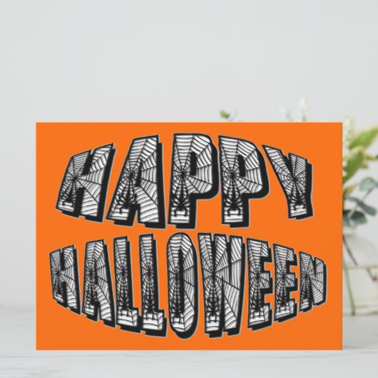 Happy Halloween Spiders & Spider Web Invitation Kaart (Staand voorkant)