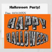 Happy Halloween Spiders & Spider Web Invitation Kaart (Voorkant / Achterkant)