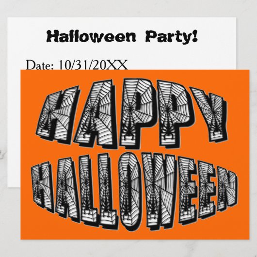 Happy Halloween Spiders & Spider Web Invitation Kaart (Voorkant / Achterkant)