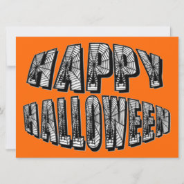 Happy Halloween Spiders & Spider Web Invitation Kaart