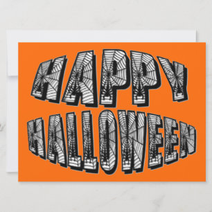 Happy Halloween Spiders & Spider Web Invitation Kaart