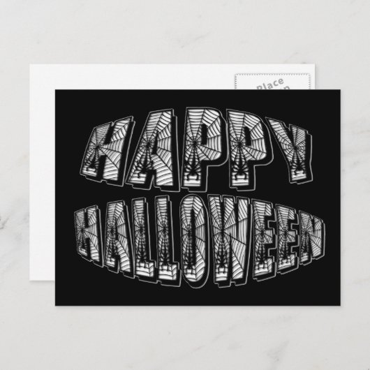 Happy Halloween Spiders & Spider Web Text Briefkaa Briefkaart (Voorkant / Achterkant)
