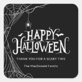 Happy Halloween Spiderweb bedankt Vierkante Sticker (Voorkant)