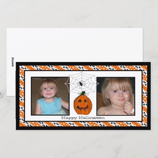 Happy Halloween Spiderweb Fotokaarten Feestdagenkaart (Voorkant / Achterkant)