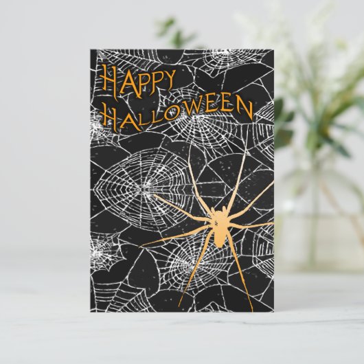 Happy Halloween Spiderwebs Kaart (Staand voorkant)