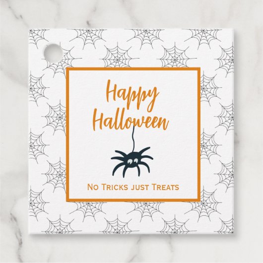Happy Halloween spincobweb: geen truc behandelt al Bedankjes Labels (Voorkant)