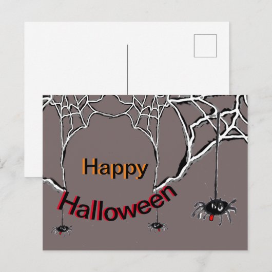 Happy Halloween Spinnen Cartoon Cust. Briefkaart (Voorkant / Achterkant)