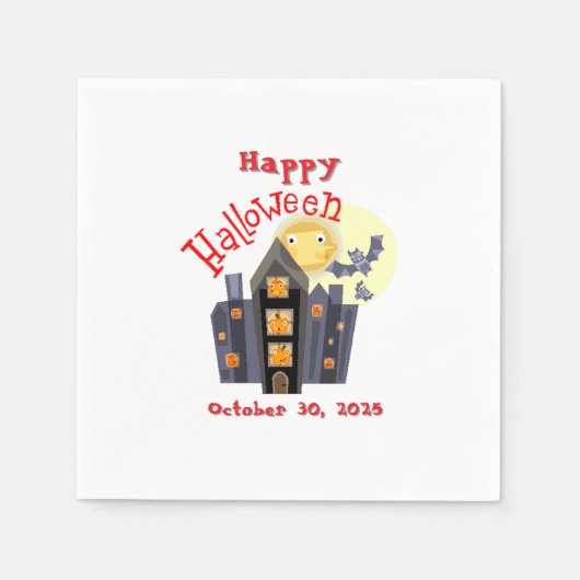 Happy Halloween Spook House en meer Servet (Voorkant)