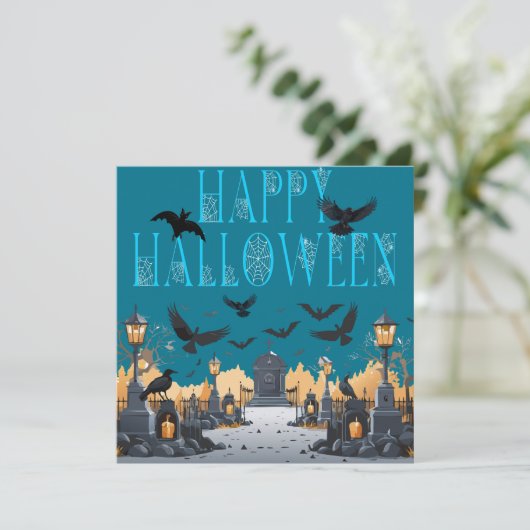 Happy Halloween spookachtige begraafplaats\Hoofdst Kaart (Staand voorkant)