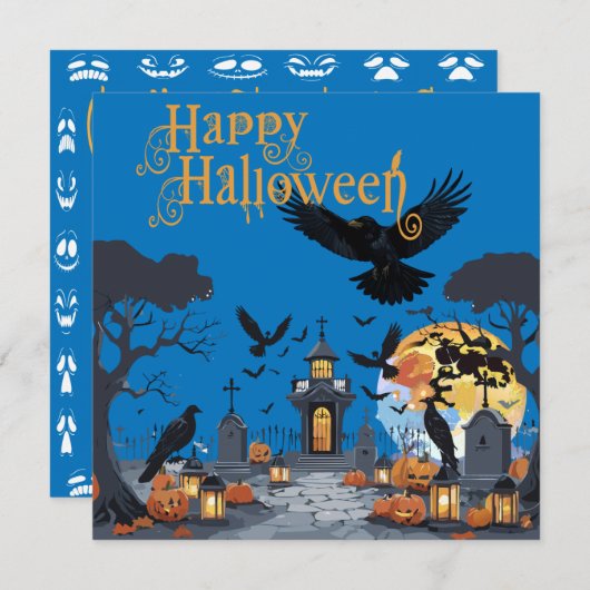 Happy Halloween spookachtige begraafplaats met spo Kaart (Voorkant / Achterkant)