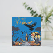 Happy Halloween spookachtige begraafplaats met spo Kaart (Staand voorkant)