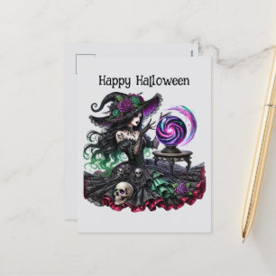 Happy Halloween spookachtige heks aanpasbaar Feestdagenkaart