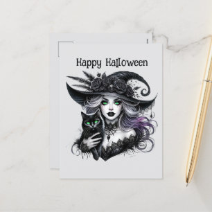 Happy Halloween spookachtige heks aanpasbaar Feestdagenkaart