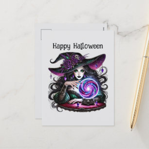 Happy Halloween spookachtige heks aanpasbaar Feestdagenkaart