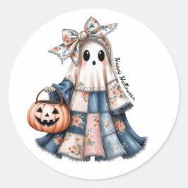 Happy Halloween spookachtige patchwork geest Ronde Sticker