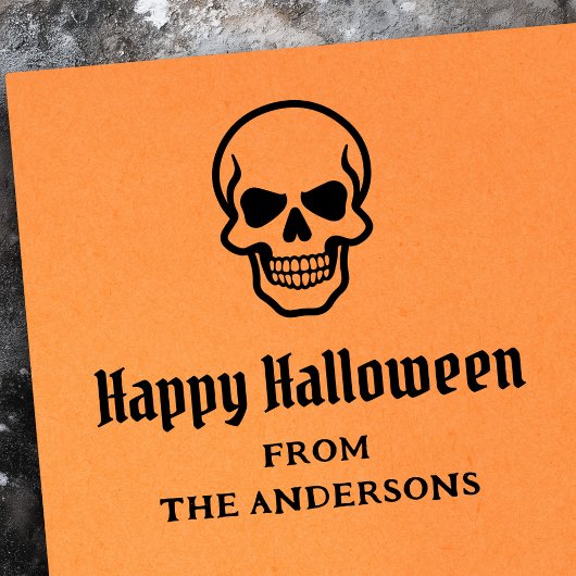 Happy Halloween spookachtige schedel aangepaste na Rubberstempel