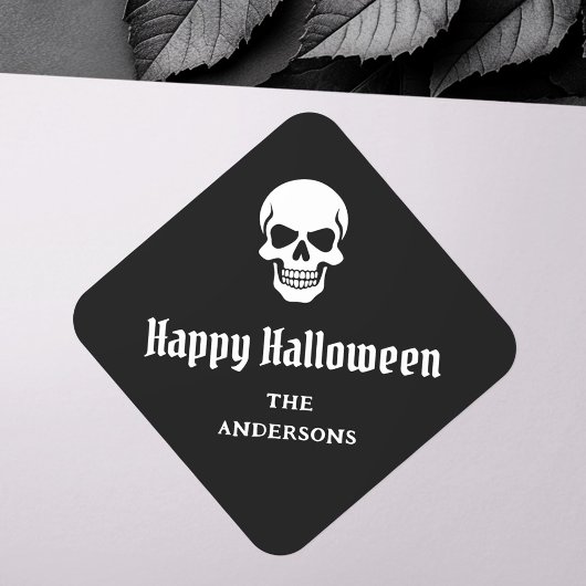 Happy Halloween spookachtige schedel aangepaste na Vierkante Sticker