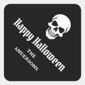 Happy Halloween spookachtige schedel aangepaste na Vierkante Sticker (Voorkant)