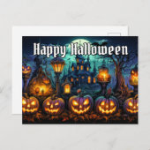 Happy Halloween | Spookachtige snode pompoenen Briefkaart (Voorkant / Achterkant)