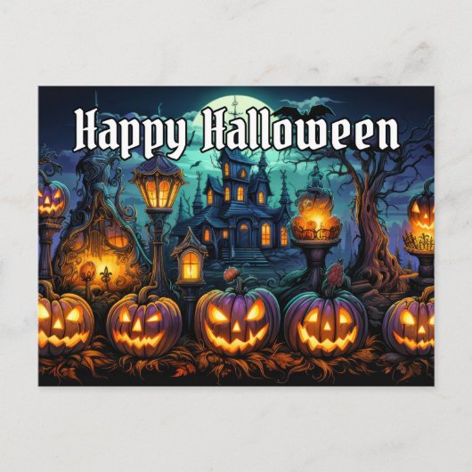 Happy Halloween | Spookachtige snode pompoenen Briefkaart (Voorkant)