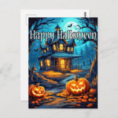  Happy Halloween spookhuis Briefkaart (Voorkant / Achterkant)
