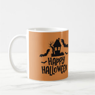 Happy Halloween spookhuis spooky bat sinaasappel Koffiemok