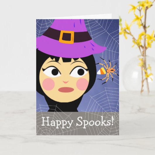 Happy Halloween Spooks Witch Spider Snoep Kaart (Gele Bloem)