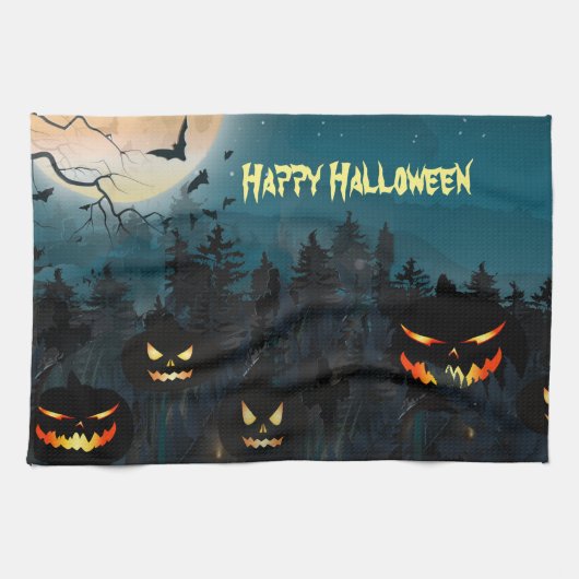 Happy Halloween Spooky Achtergrond Theedoek (Horizontaal)