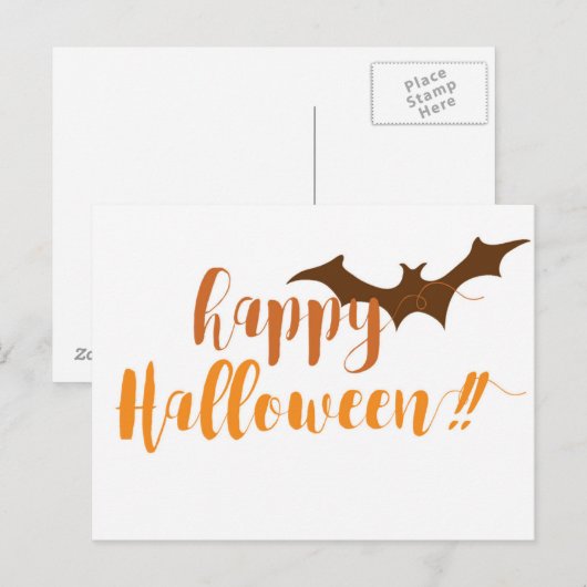 Happy Halloween - Spooky Bat Briefkaart (Voorkant / Achterkant)