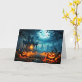 Happy Halloween Spooky begraafplaats Kaart (Gele Bloem)