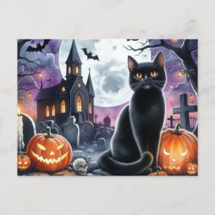 Happy Halloween Spooky Black Cat Briefkaart