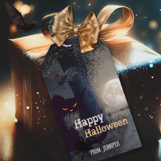 Happy Halloween Spooky Black Cat Cadeaulabel