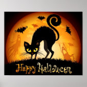 Happy Halloween Spooky Black Cat Poster (Voorkant)
