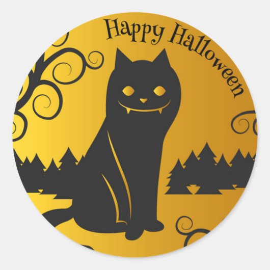 Happy Halloween Spooky Black Cat | Sticker Seal (Voorkant)