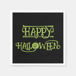 Happy Halloween | Spooky Black & Green Lettering Servet
