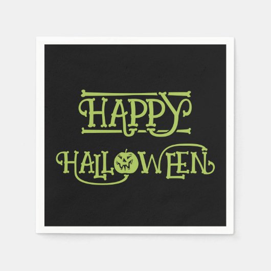 Happy Halloween | Spooky Black & Green Lettering Servet (Voorkant)