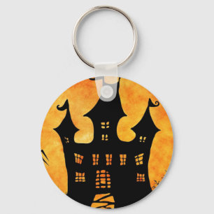 Happy Halloween Spooky Castle Button Sleutelhanger