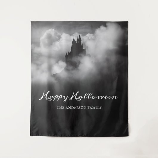 Happy Halloween Spooky Castle Party Achtergrond Wandkleed (Voorkant)