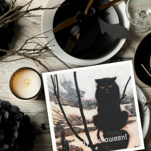 Happy Halloween Spooky Cat Arthur Rackham Servet