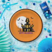 Happy Halloween Spooky Creepy Haunted House Papieren Bordje (Feest)