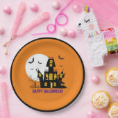 Happy Halloween Spooky Creepy Haunted House Papieren Bordje (Feest)