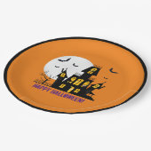 Happy Halloween Spooky Creepy Haunted House Papieren Bordje (Gekanteld)