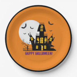 Happy Halloween Spooky Creepy Haunted House Papieren Bordje
