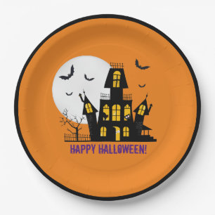 Happy Halloween Spooky Creepy Haunted House Papieren Bordje