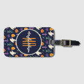 HAPPY HALLOWEEN SPOOKY CUSTOMIZABLE MONOGRAM BAGAGELABEL (Voorkant (horizontaal))