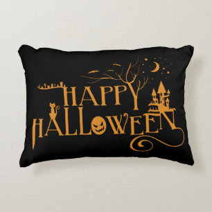 Happy Halloween Spooky Decorated Font Accent Kussen
