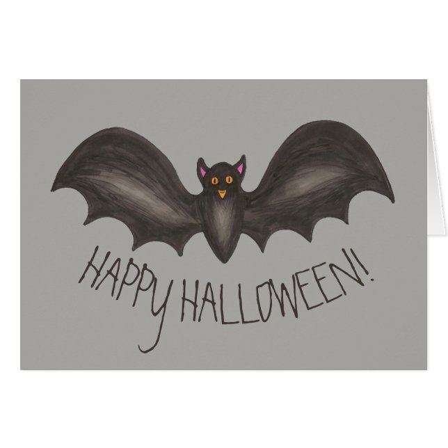 Happy Halloween Spooky Flying Black Bat (Voorkant Horizontaal)