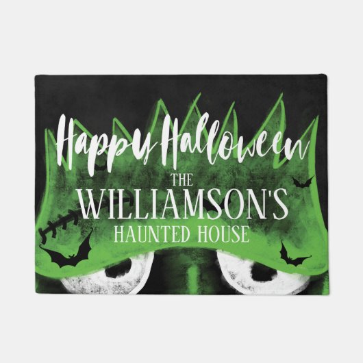 Happy Halloween Spooky Frankenstein Hunted House Deurmat (Voorkant)
